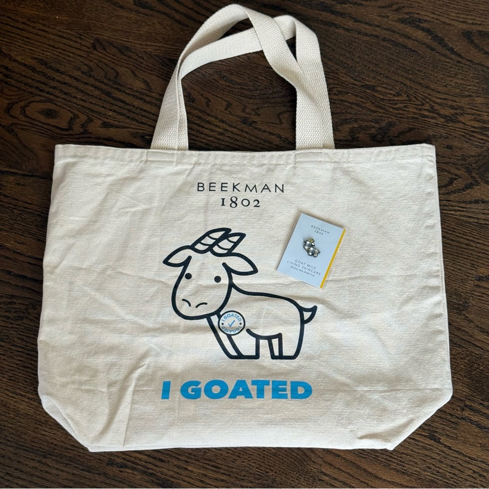 Beekman 1802 Canvas I Goated Tote & Enamel Pin